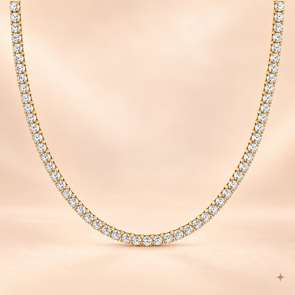 THE MONACO TENNIS NECKLACE (GOLD)