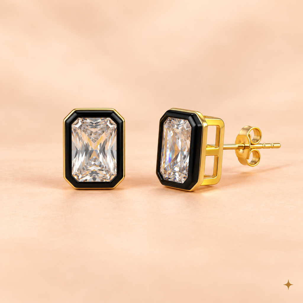 VERSAILLES EMERALD CUT STUD EARRINGS