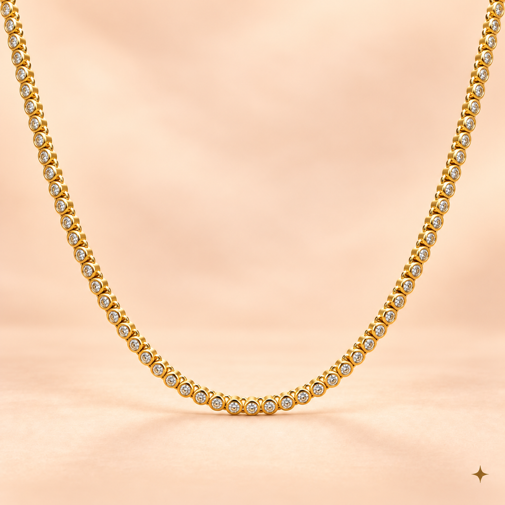 PORTOFINO BEZEL TENNIS NECKLACE (GOLD)
