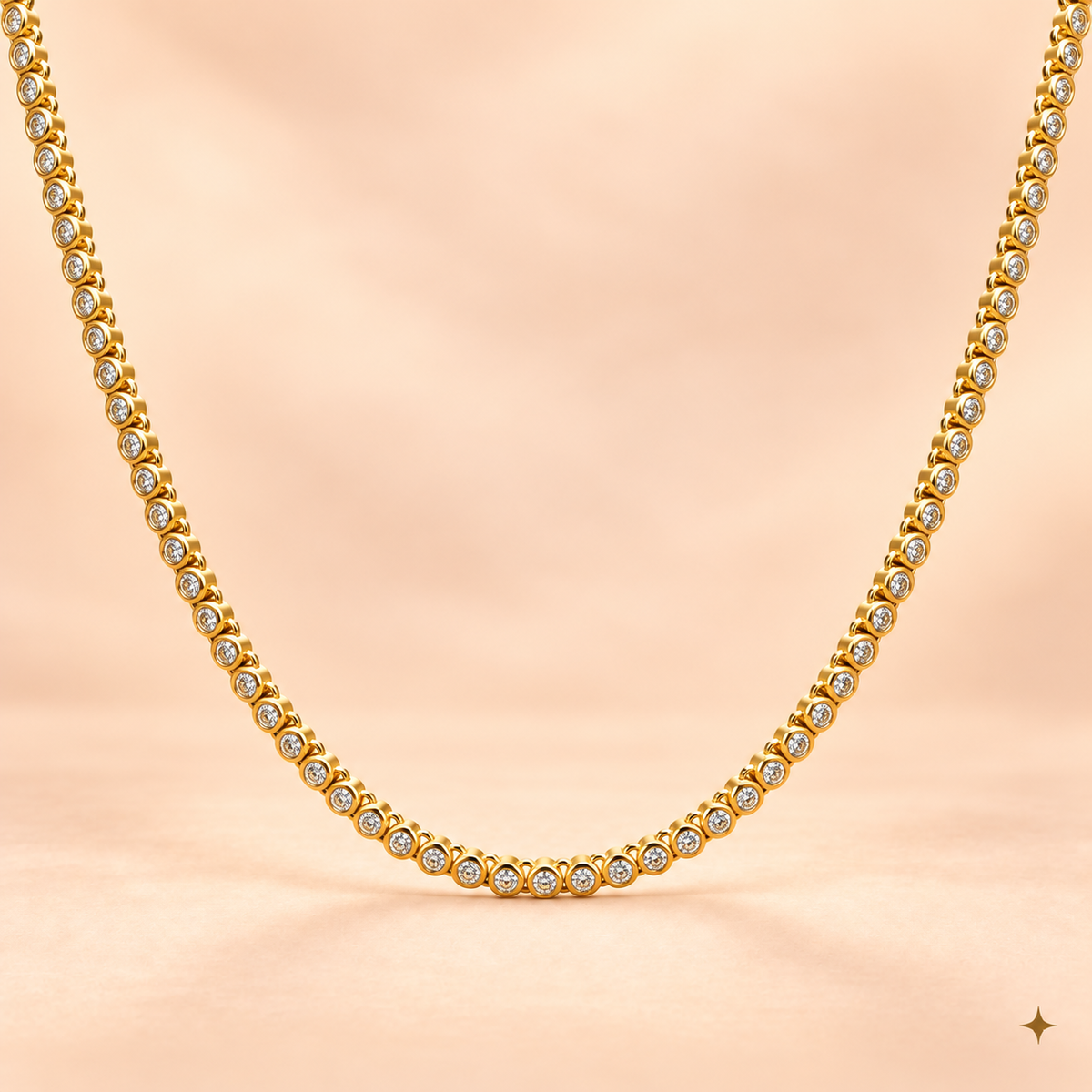 PORTOFINO BEZEL TENNIS NECKLACE (GOLD)