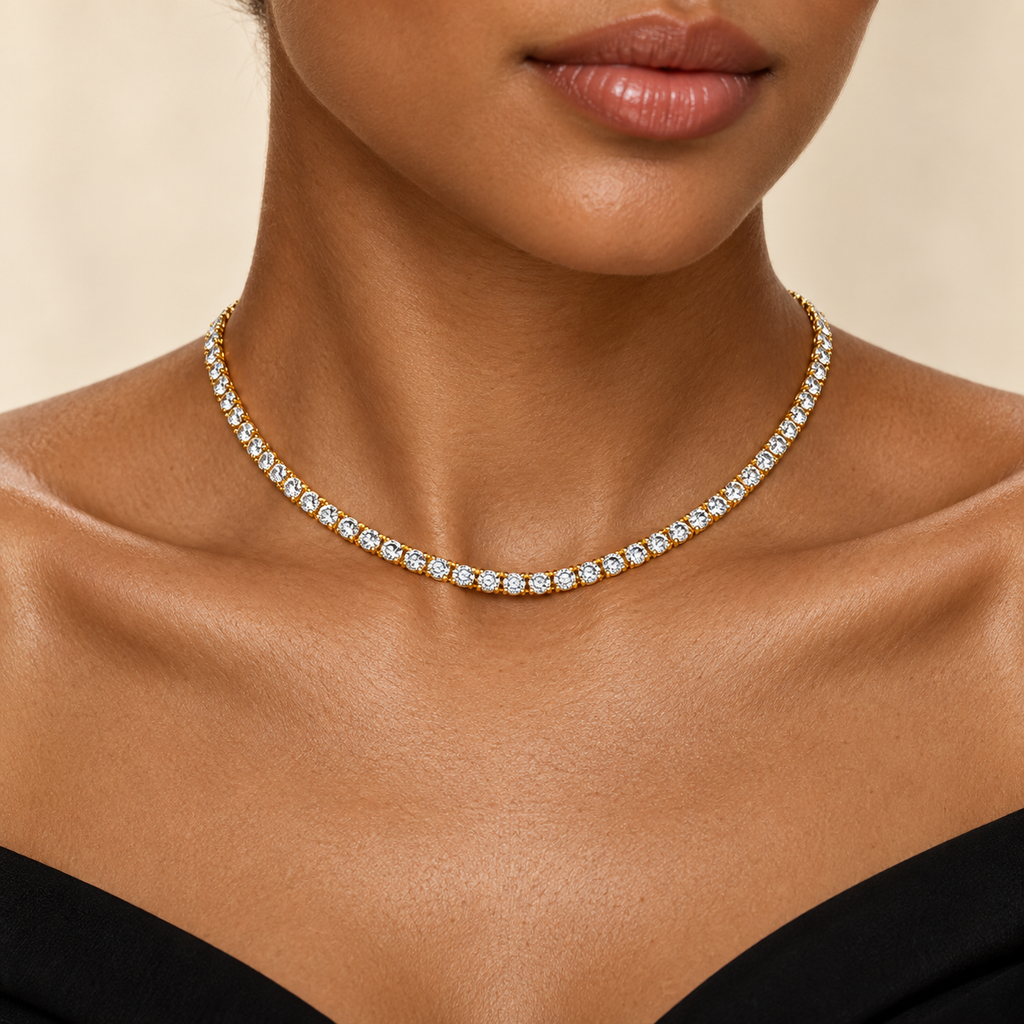 THE MONACO TENNIS NECKLACE (GOLD)