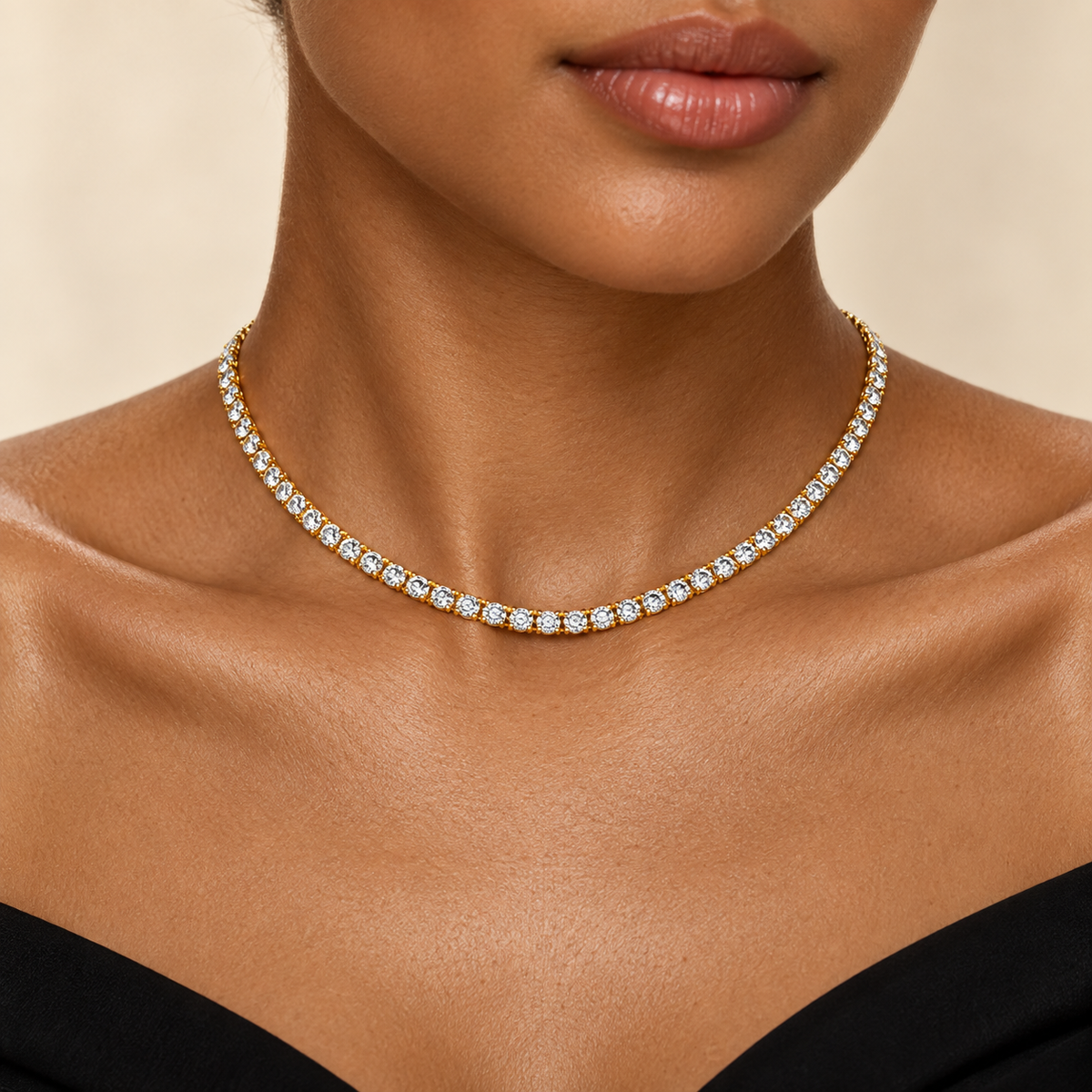 MONACO TENNIS NECKLACE (GOLD, 15")