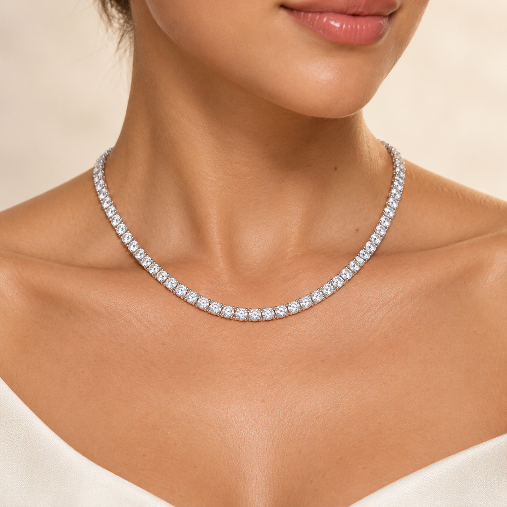THE MONACO TENNIS NECKLACE (SILVER)