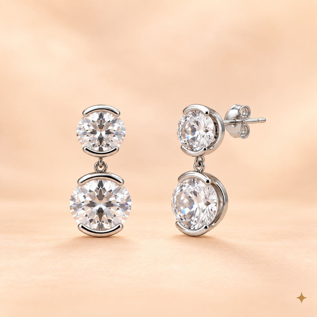 VIENNA DOUBLE DROP EARRINGS (SILVER)