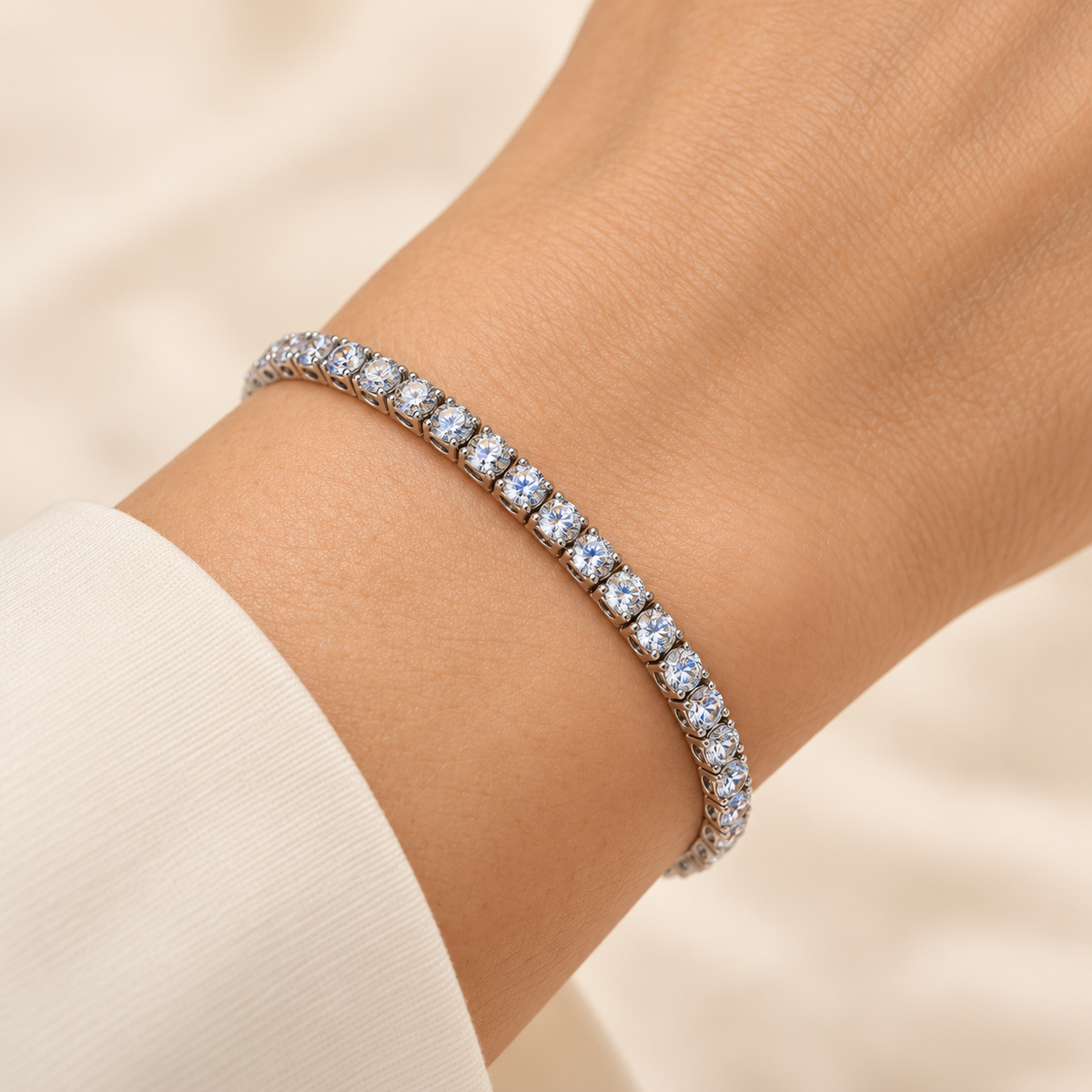 THE MYKONOS FLEX TENNIS BRACELET (SILVER)