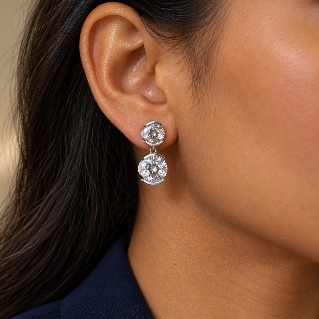 VIENNA DOUBLE DROP EARRINGS (SILVER)