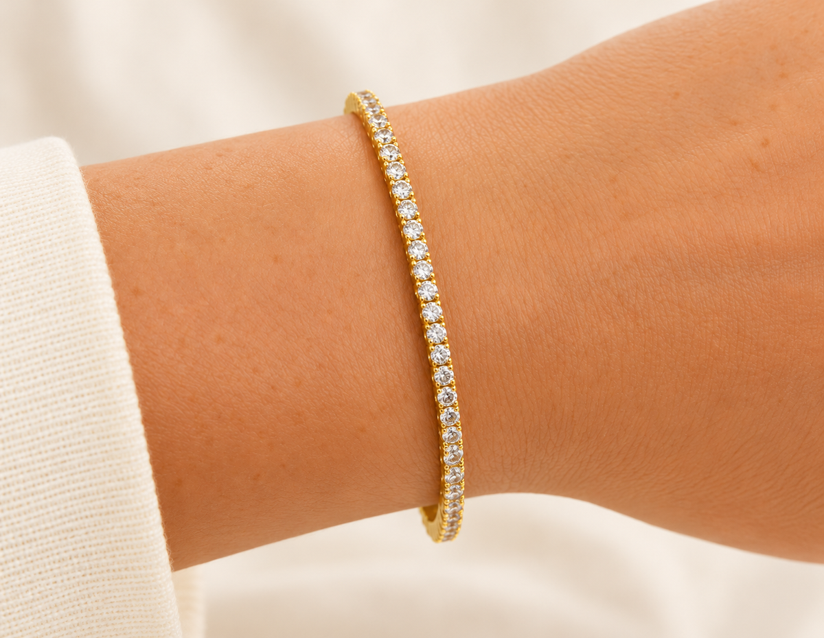 THE MYKONOS FLEX TENNIS BRACELET (GOLD)